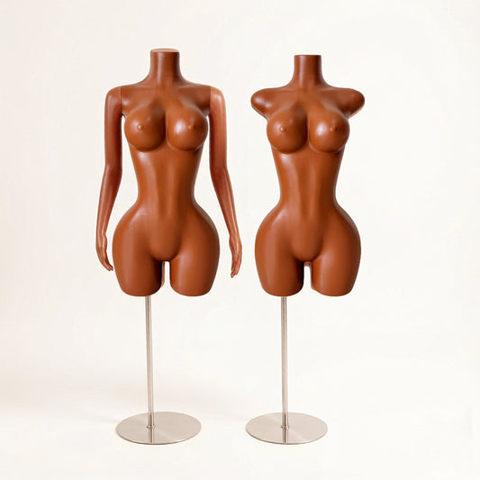 Female mannequin for export-oriented women's fashion; coffee-colored, Western/African style