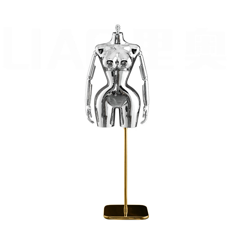 BBL Plus Size Female Curvy Torso Chrome Mannequin Upper-Body Half Body Large Hips Brazilian Girl Dress Form