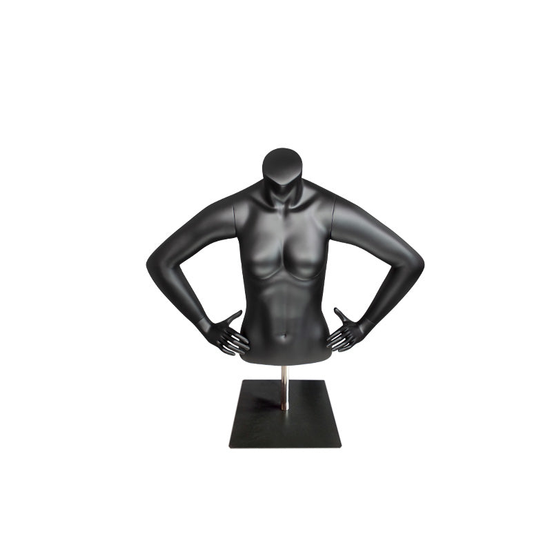 Maniquí deportivo de talla grande, ropa interior usada, maniquí de medio cuerpo para hombre y mujer, torso negro sin cabeza.