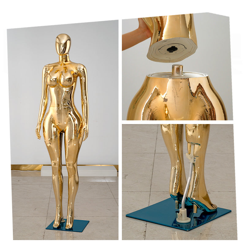 Plus Size Chrome Full-Body Dress Form Mannequin for Women  Big Bust Hip Curvy Standing Pose Fashion Store Window Display