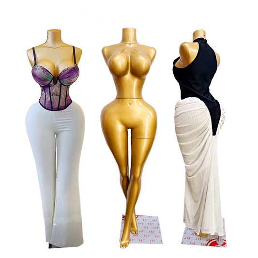New Rebecca Gold Full-Body Female Mannequin – Best-Selling Clothing Store Display Model with Base