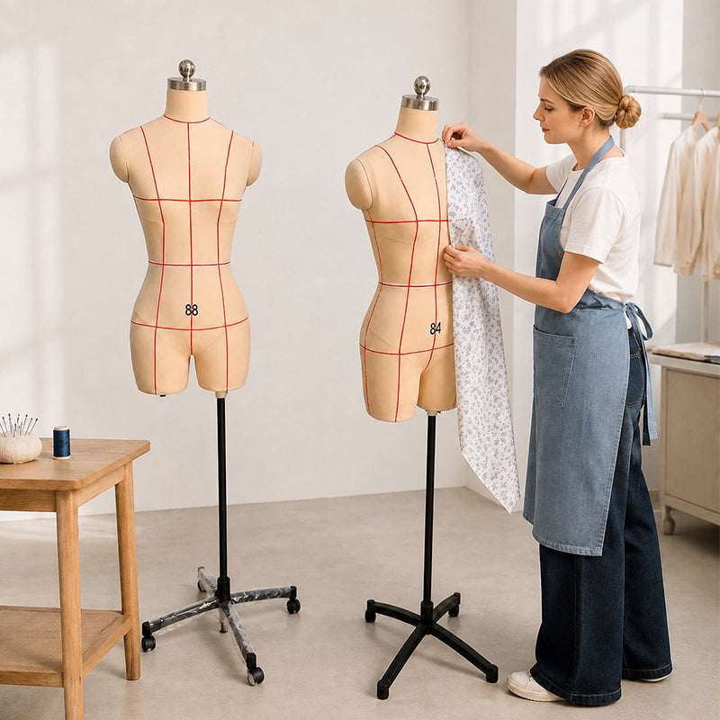 Live Streaming Female Mannequin Sewing Mannequin Torso for Dress Form Pinnable, Beige Sewing Dummy/Adjustable Women Manikin Body for Dressmaker, Have Base, Clothing Is Not Included