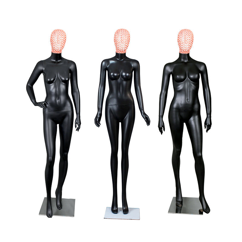 Maniquíes femeninos de cuerpo completo con baño de metal y cara de oro rosa. 