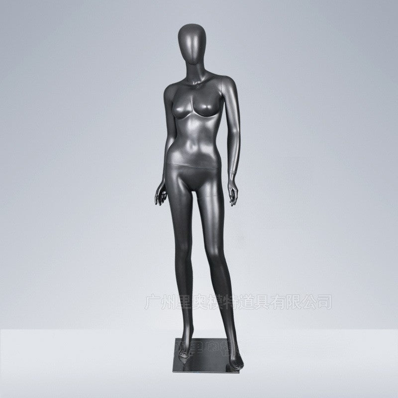 Maniquí femenino de cuerpo entero de fibra de vidrio para ropa interior negra, para exhibición de prendas. 