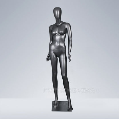 Maniquí femenino de cuerpo entero de fibra de vidrio para ropa interior negra, para exhibición de prendas. 