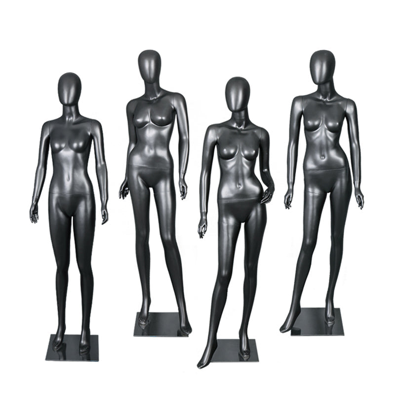 Maniquí femenino de cuerpo entero de fibra de vidrio para ropa interior negra, para exhibición de prendas. 