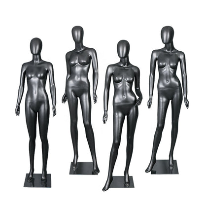 Maniquí femenino de cuerpo entero de fibra de vidrio para ropa interior negra, para exhibición de prendas. 