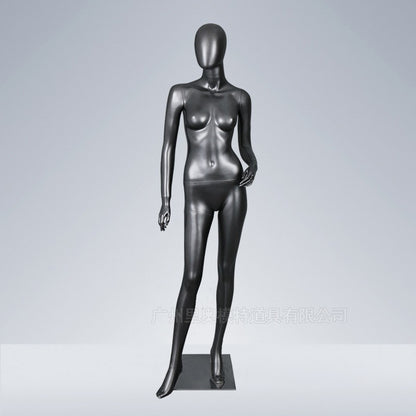 Maniquí femenino de cuerpo entero de fibra de vidrio para ropa interior negra, para exhibición de prendas. 