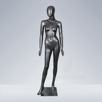 Maniquí femenino de cuerpo entero de fibra de vidrio para ropa interior negra, para exhibición de prendas. 