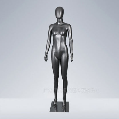 Maniquí femenino de cuerpo entero de fibra de vidrio para ropa interior negra, para exhibición de prendas. 