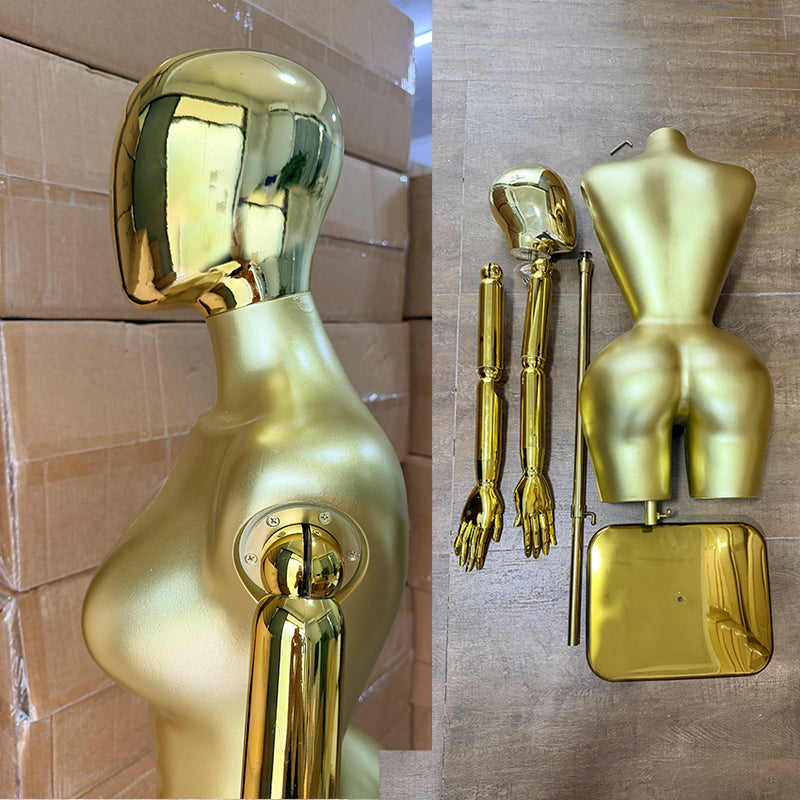 Best-Selling High-Quality Matte Female Half-Body Mannequin with Gold Electroplated Headband, Posable Sexy Women’s Clothing Display Mannequin