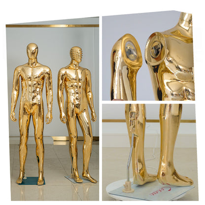 Gold Silver Chrome Plated Plus Size Muscle Male Mannequin Full Body with Head Stand for Clothing Shop Window Display