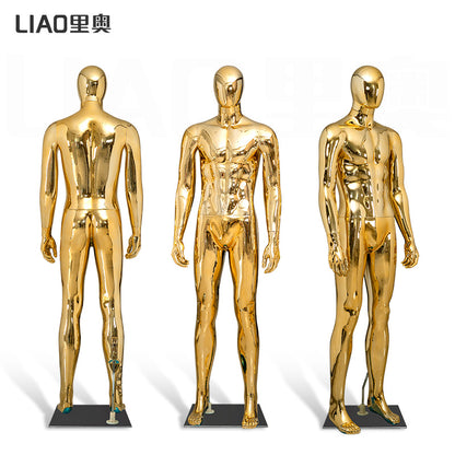 Gold Silver Chrome Plated Plus Size Muscle Male Mannequin Full Body with Head Stand for Clothing Shop Window Display