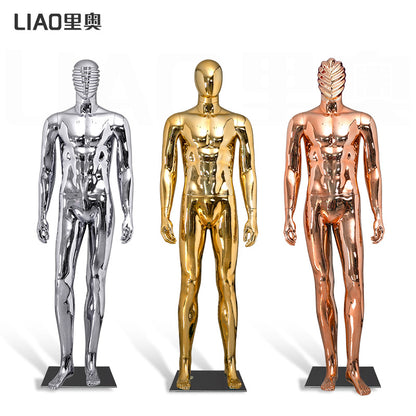 Gold Silver Chrome Plated Plus Size Muscle Male Mannequin Full Body with Head Stand for Clothing Shop Window Display