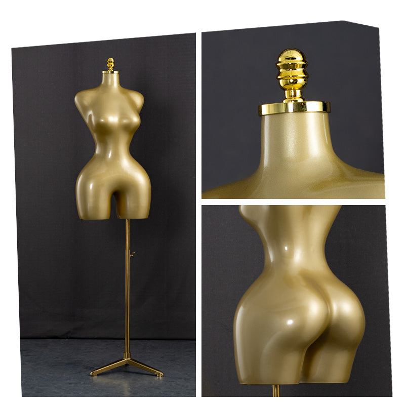 1PCS &nbsp;plus-size dress form mannequin with base ,Upper body display for sexy girls outfits.Golden paint plastics torso