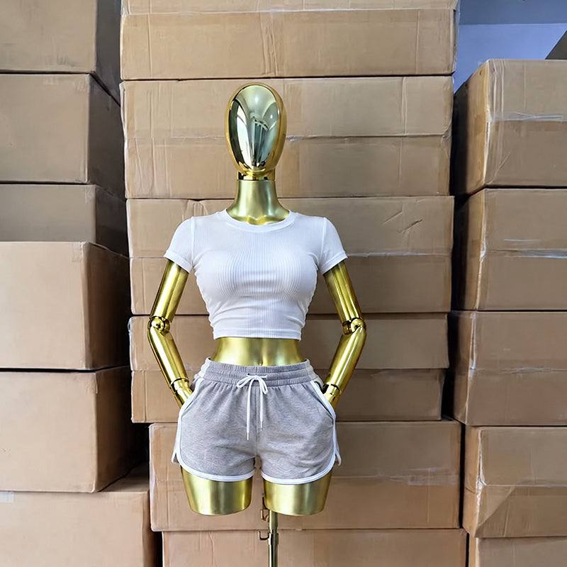 Best-Selling High-Quality Matte Female Half-Body Mannequin with Gold Electroplated Headband, Posable Sexy Women’s Clothing Display Mannequin