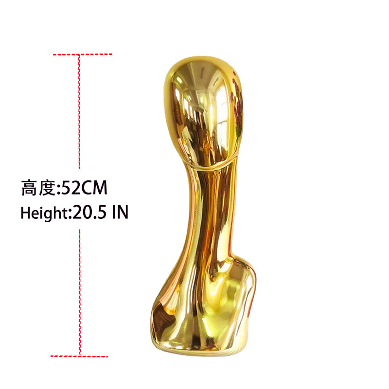 Gold/Silver Electroplated Female Mannequin Head Stand for Live Streaming, with Facial Features, Wig, Scarf & Necklace Display Props.