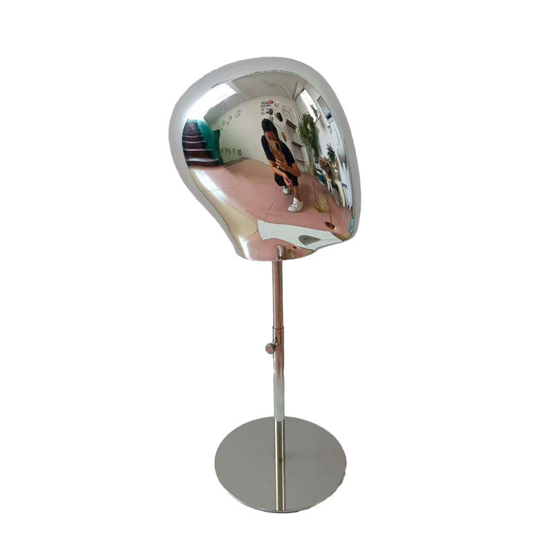 Gold/Silver Electroplated Female Mannequin Head Stand for Live Streaming, with Facial Features, Wig, Scarf & Necklace Display Props.