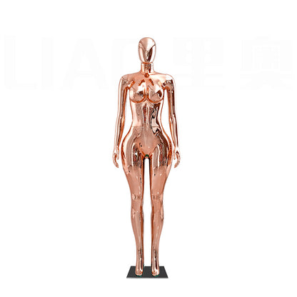 Plus Size Chrome Full-Body Dress Form Mannequin for Women  Big Bust Hip Curvy Standing Pose Fashion Store Window Display