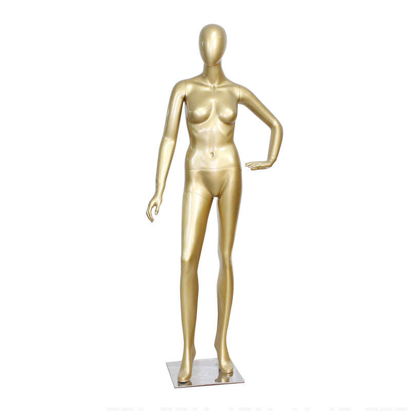 Maniquí femenino de sujetador y ropa interior dorado de alta calidad para escaparate de ropa de mujer. 