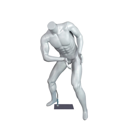 Maniquí deportivo masculino sin cabeza usado para correr, jugar a la pelota, ropa, maniquí para hombre, cuerpo completo, negro y gris. 