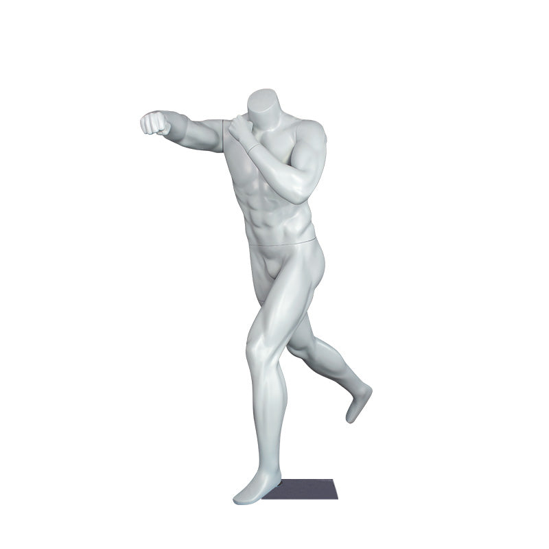 Maniquí deportivo masculino sin cabeza usado para correr, jugar a la pelota, ropa, maniquí para hombre, cuerpo completo, negro y gris. 