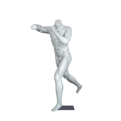Maniquí deportivo masculino sin cabeza usado para correr, jugar a la pelota, ropa, maniquí para hombre, cuerpo completo, negro y gris. 