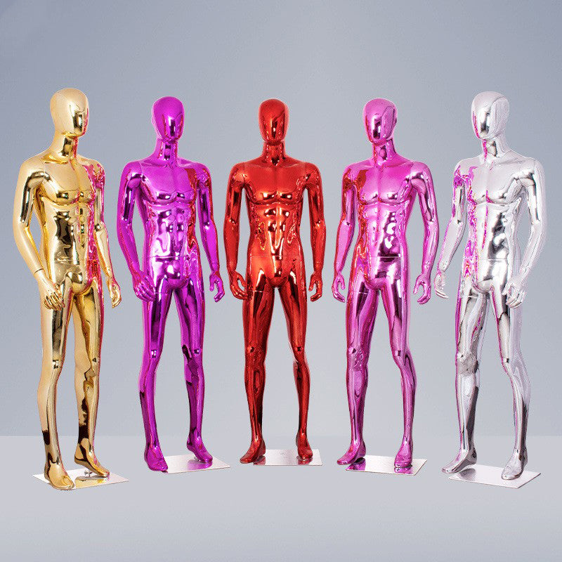 Boutique Shinny Gold Chrome Silver Blue Mannequin Silver Golden Display Shop Window Men Full Body Fiberglass Mannequins Male for