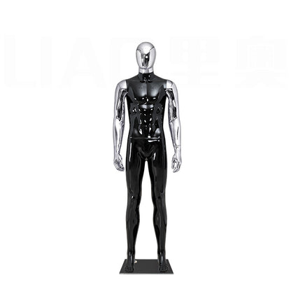 Glossy White Male Mannequin with Gold Chrome Head & Arms Full Body Muscular Display Dummy for Clothing Store