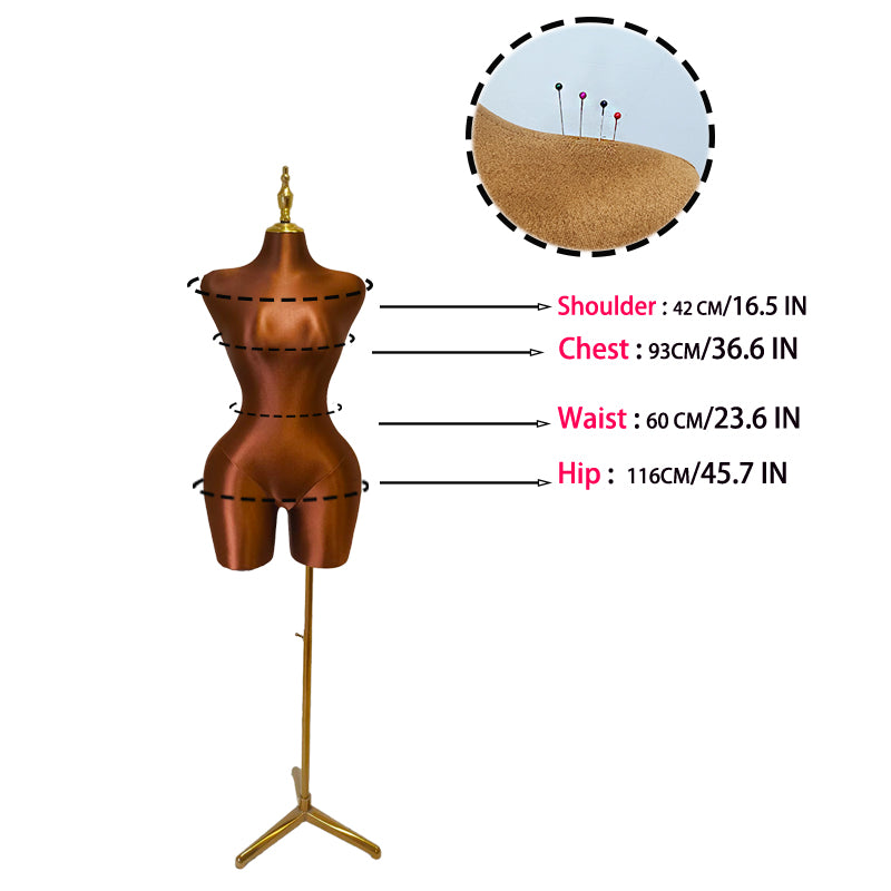 High-quality hard foam Pinable Dress Form Tailor Pushpin Mannequin Female Fabric Plus Size Torso Dress Foam Doll Adult Half Body with Base