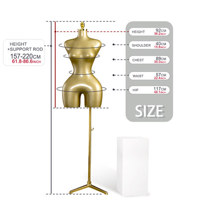 1PCS &nbsp;plus-size dress form mannequin with base ,Upper body display for sexy girls outfits.Golden paint plastics torso