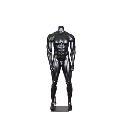 Maniquí deportivo masculino de cuerpo completo con músculos, de talla grande, color negro mate 