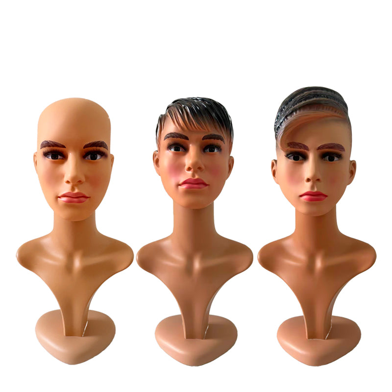 male cheap chrom gold siliver white black men mannequins head lifelike make -up plastic model for wig hat display