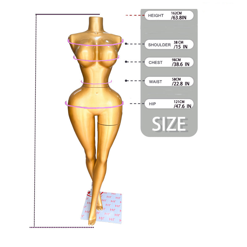 New Rebecca Gold Full-Body Female Mannequin – Best-Selling Clothing Store Display Model with Base