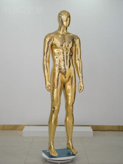 Gold Silver Chrome Plated Plus Size Muscle Male Mannequin Full Body with Head Stand for Clothing Shop Window Display
