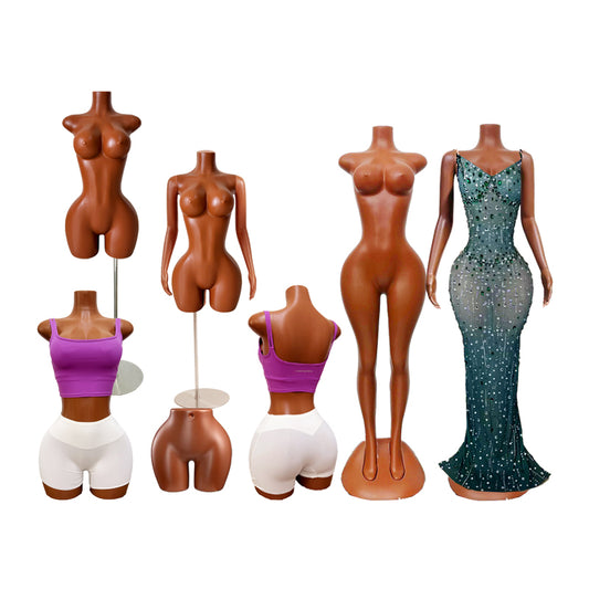 Female mannequin for export-oriented women's fashion; coffee-colored, Western/African style