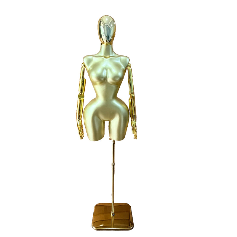Best-Selling High-Quality Matte Female Half-Body Mannequin with Gold Electroplated Headband, Posable Sexy Women’s Clothing Display Mannequin