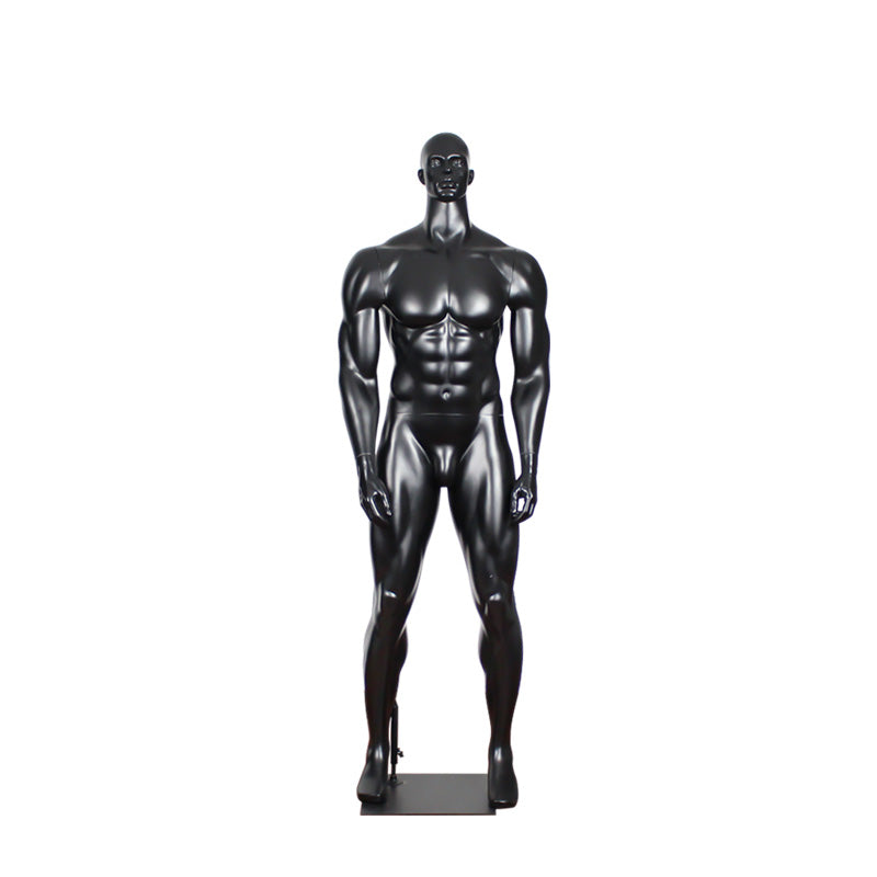 Maniquí deportivo masculino de cuerpo completo con músculos, de talla grande, color negro mate 