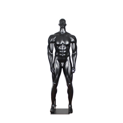 Maniquí deportivo masculino de cuerpo completo con músculos, de talla grande, color negro mate 